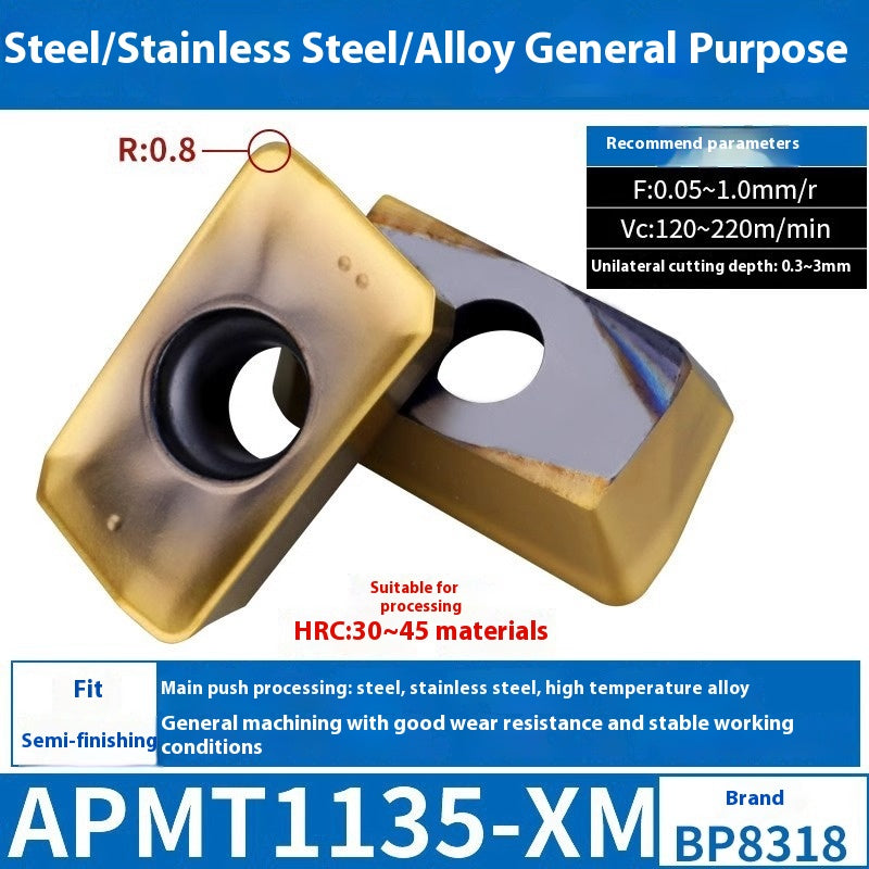 6008 CNC Milling Inserts APMT1135 Milling Blade 1604 Milling Head for Aluminum Alloy R0.8 Coated Rough Milling Machine Tool Pellets Shandong Denso Pricision Tools Co.,Ltd.